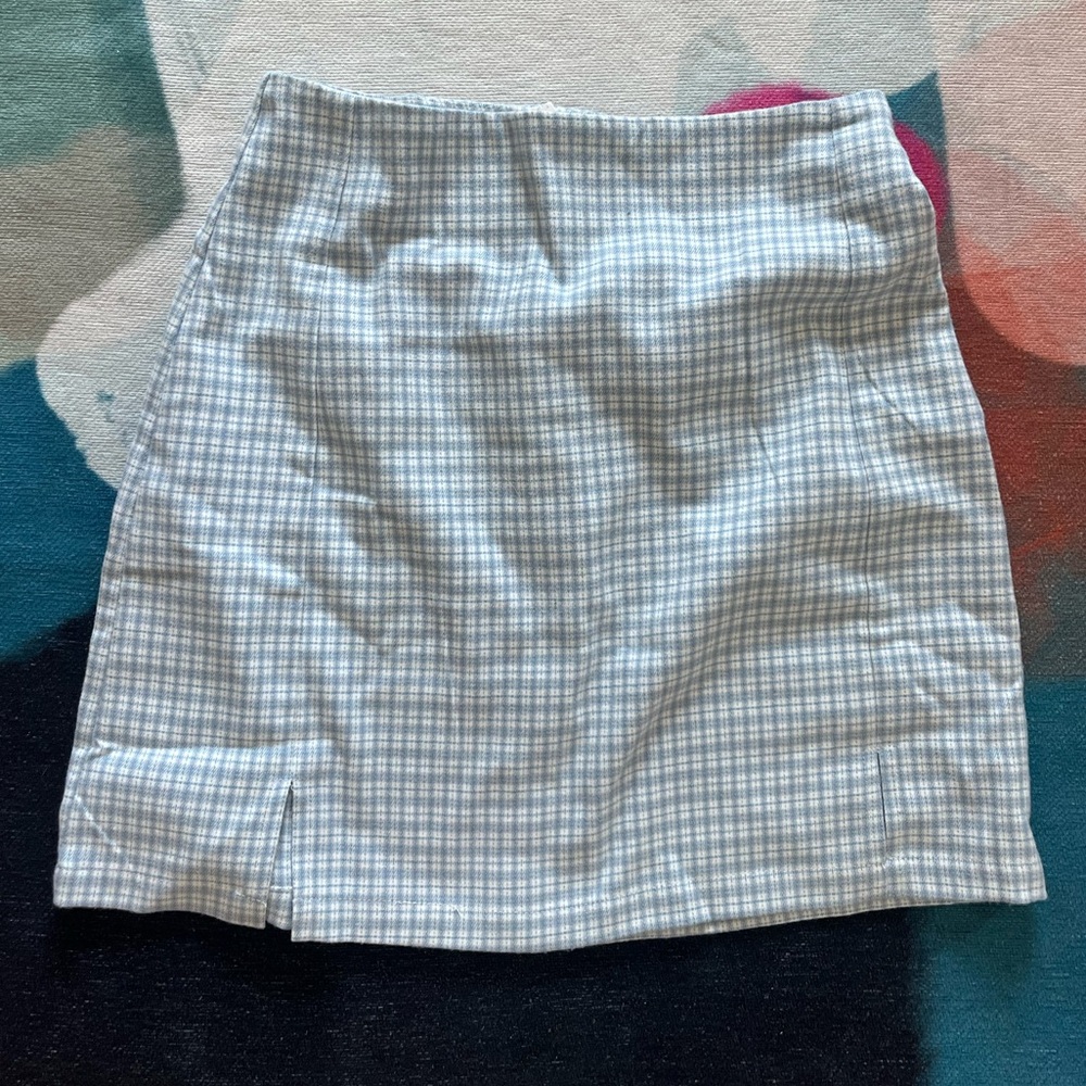 Brandy Melville Light Blue Plaid Skirt